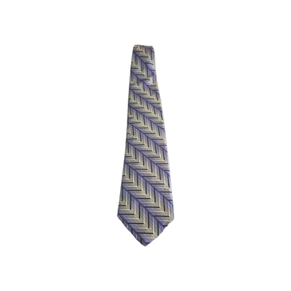 Burma & Bibas Men's Tie Designer All Silk Zigzag Brocade USA Businesscore 4"x55"